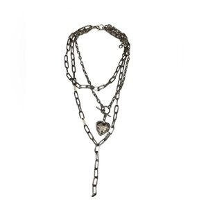 Layered silver locket necklace